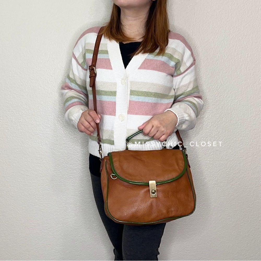 Anthropologie Pilcro Mahogany Brown Leather Crossbody Bag